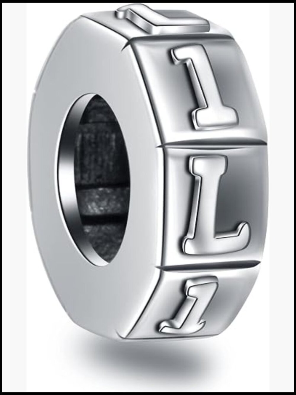 Initial Letter Bead Charm 925 Sterling Silver Alphabet DIY Bracelet Stopper
